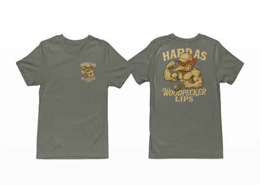 Hard as Woodpecker Lips Tee Front/Back Logo