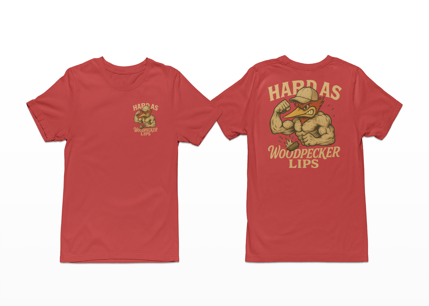 Hard as Woodpecker Lips Tee Front/Back Logo