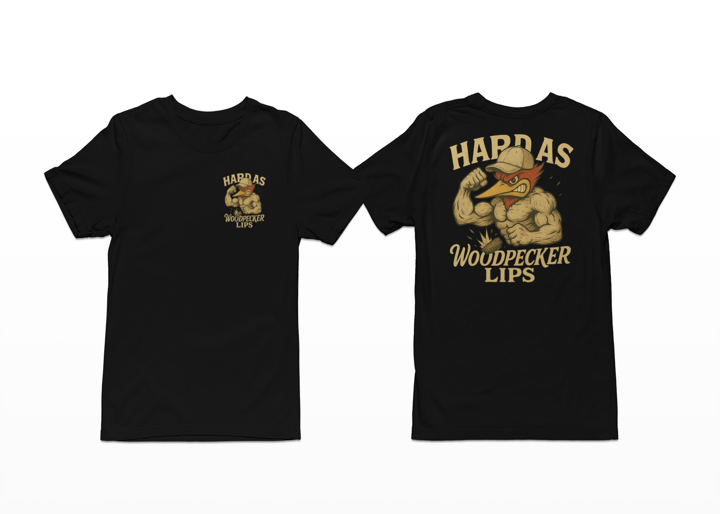 Hard as Woodpecker Lips Tee Front/Back Logo